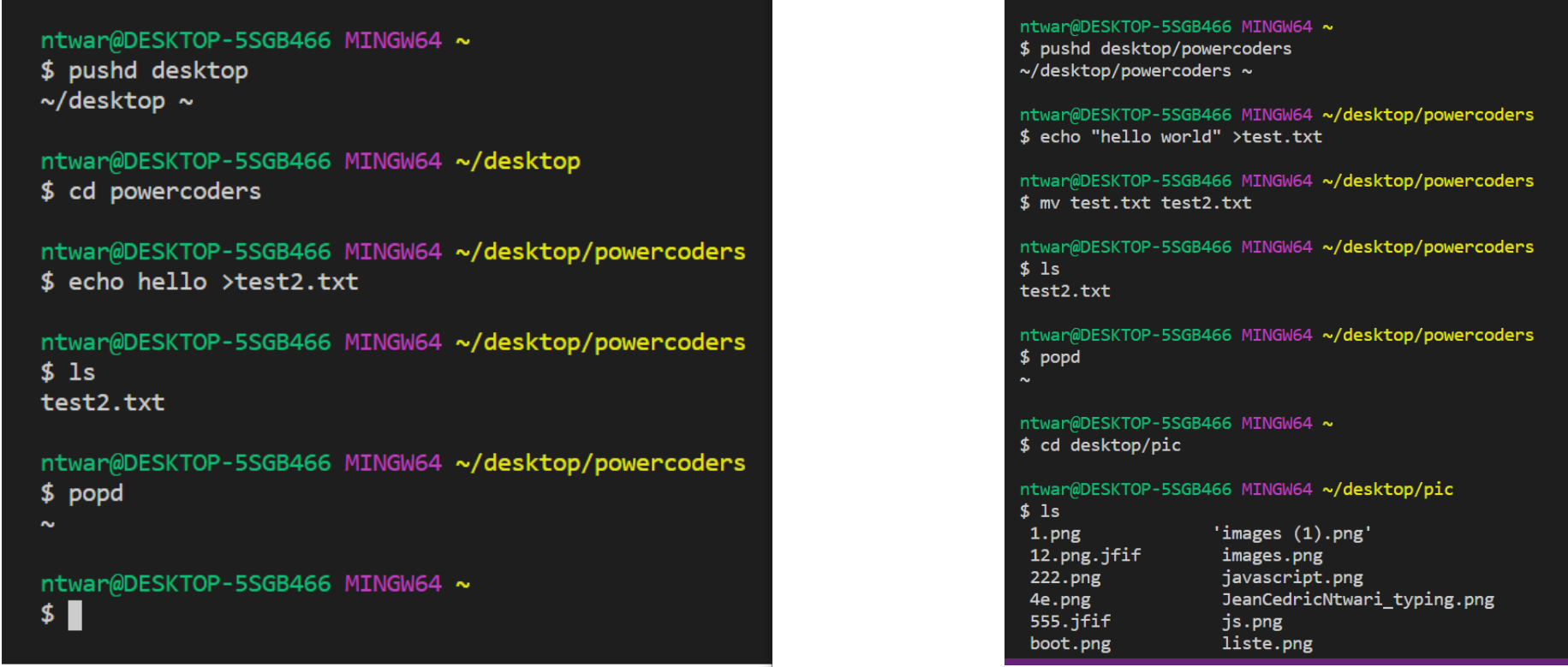 pushd popd command pushd popd command